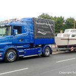 Rücktransport einer Motoryacht nach Refit durch Bootswerft Baumgart in den Heimathafen am Ijsselmeer in den Niederlanden