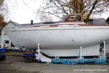 Vilm 106 beim Refit auf dem Werftgelände der Bootswerft Baumgart in Dortmund