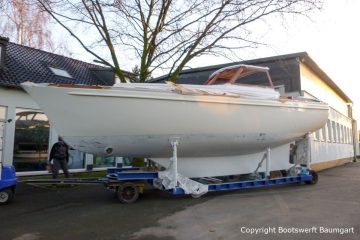 Vilm 106 beim Refit auf dem Werftgelände der Bootswerft Baumgart in Dortmund