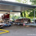 Ankunft der Riva Super Aquarama auf dem Werftgelände der Bootswerft Baumgart in Dortmund